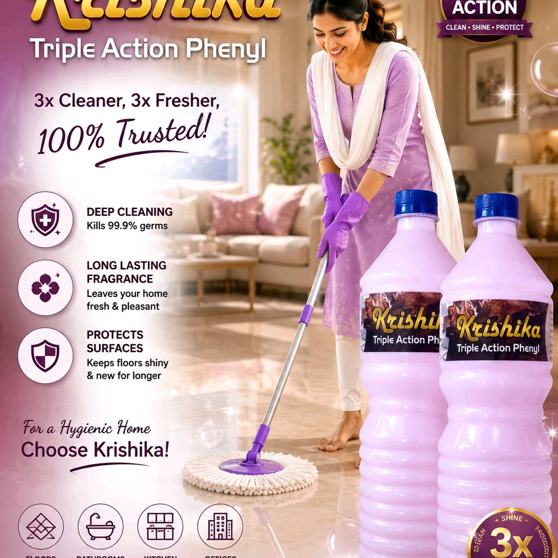 floor cleaner phenyl Rose colour 2 (liter)