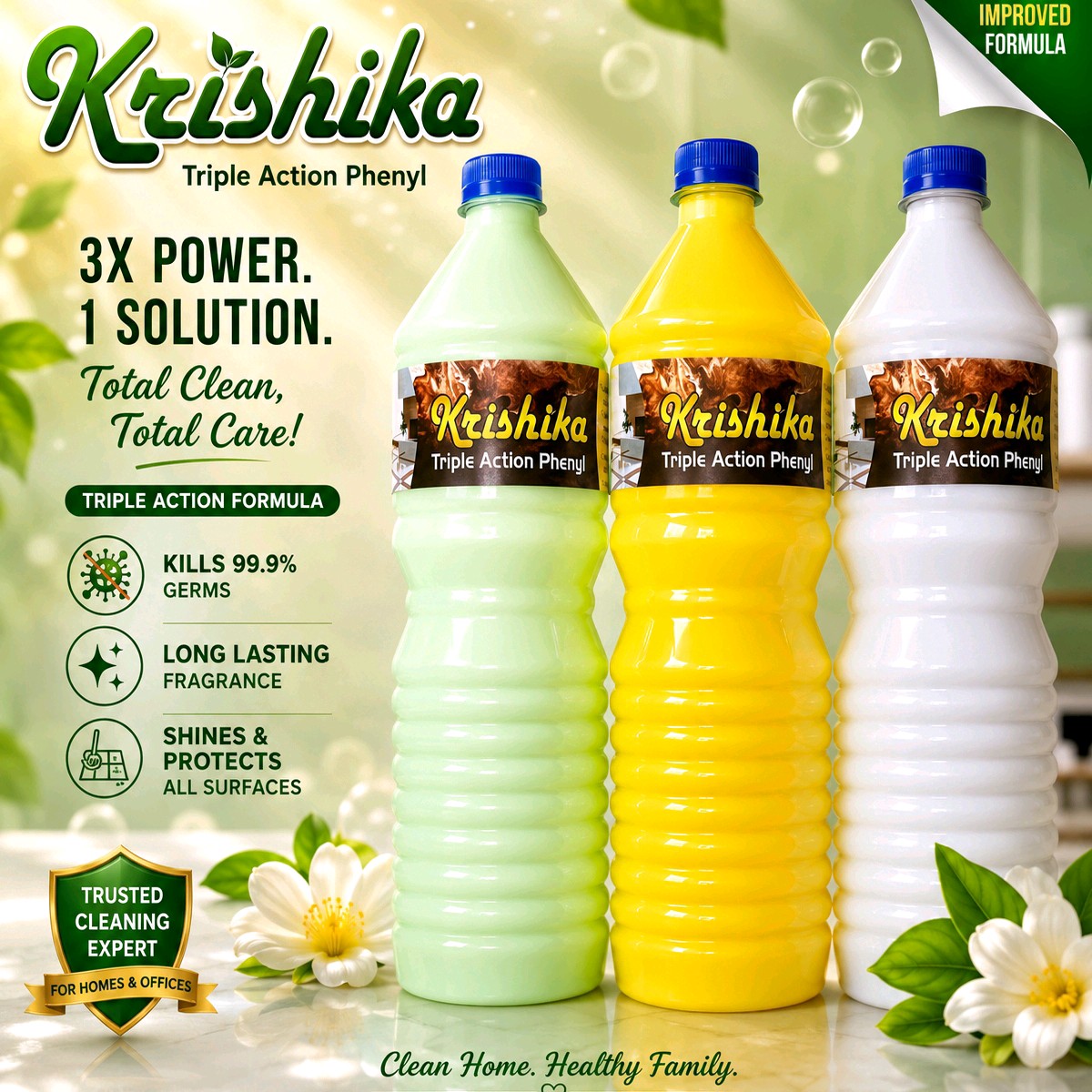 floor cleaner phenyl white, yellow Green 3 (liter)