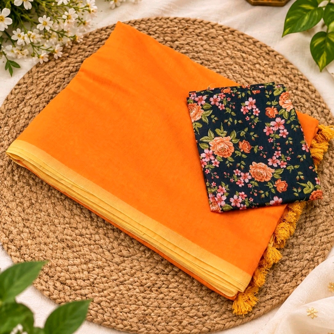 linen plain saree