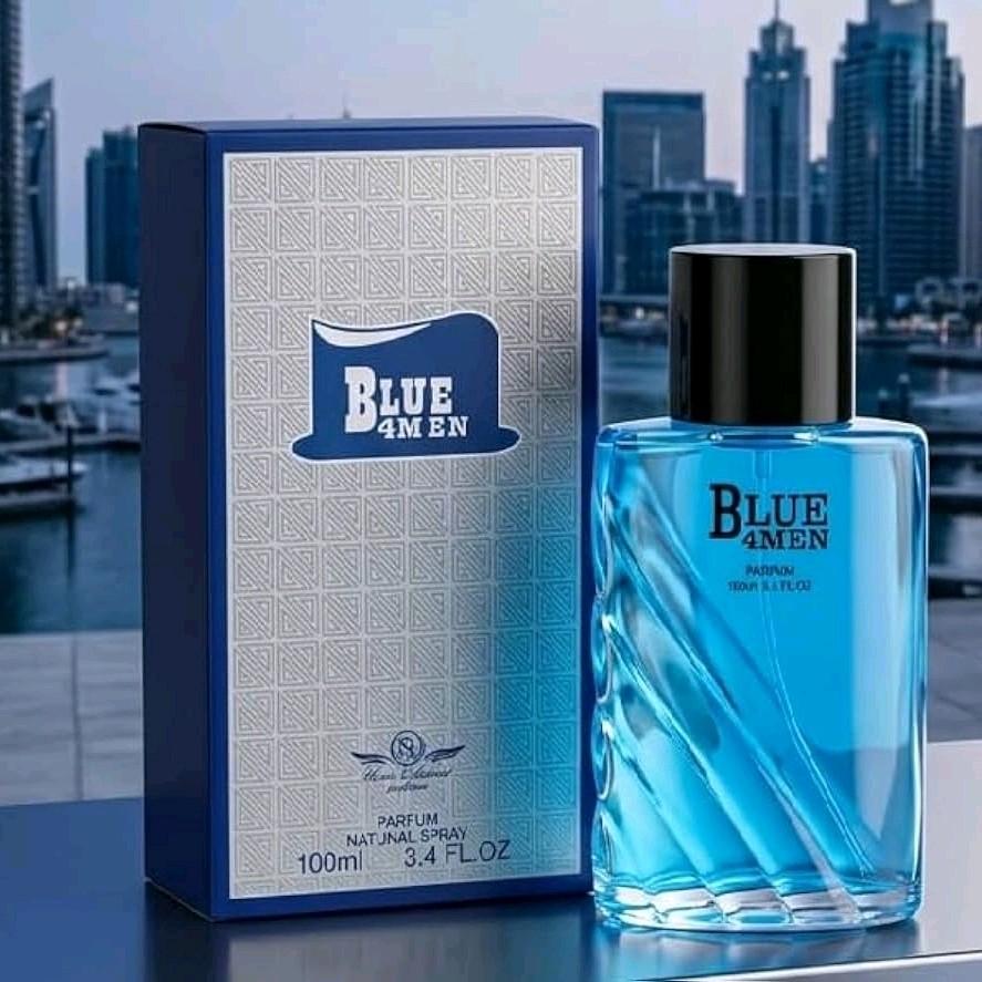 Blue 4 Men Eau De Parfum 100ml | Long Lasting Fresh Aquatic Perfume Spray for Men | Premium Daily Wear Fragrance
