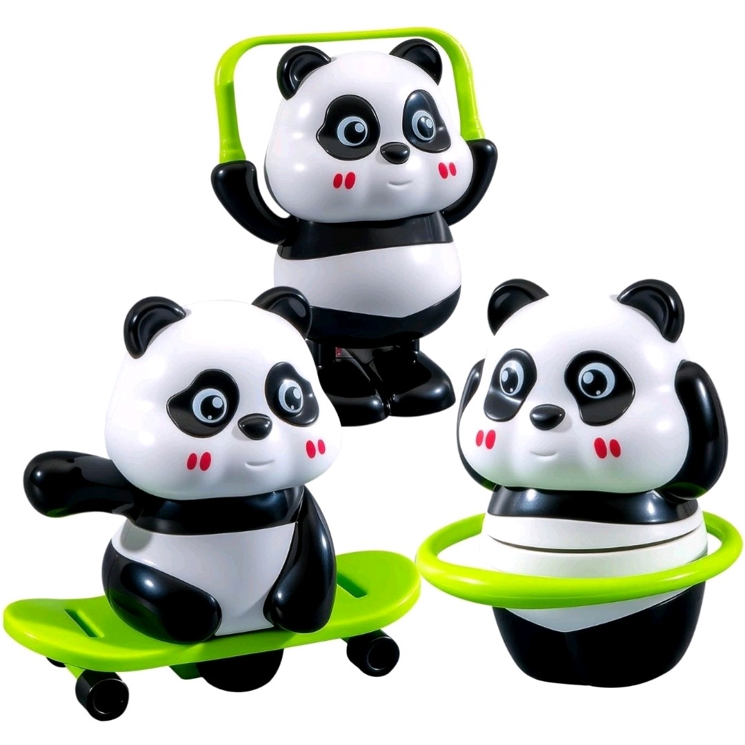 Cute Panda Action Toy Set for Kids – Fun Rotating & Moving Panda Toys, Interactive Play Figures, Safe Educational Toy Gift for Boys & Girls Age 3+(3PCS Set)