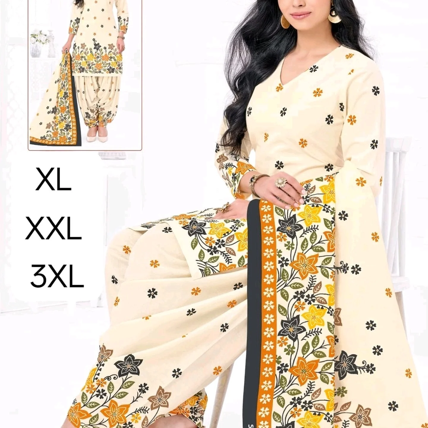 Shree Ganesh Pure Cotton Printed Salwar Suit (3-Piece)