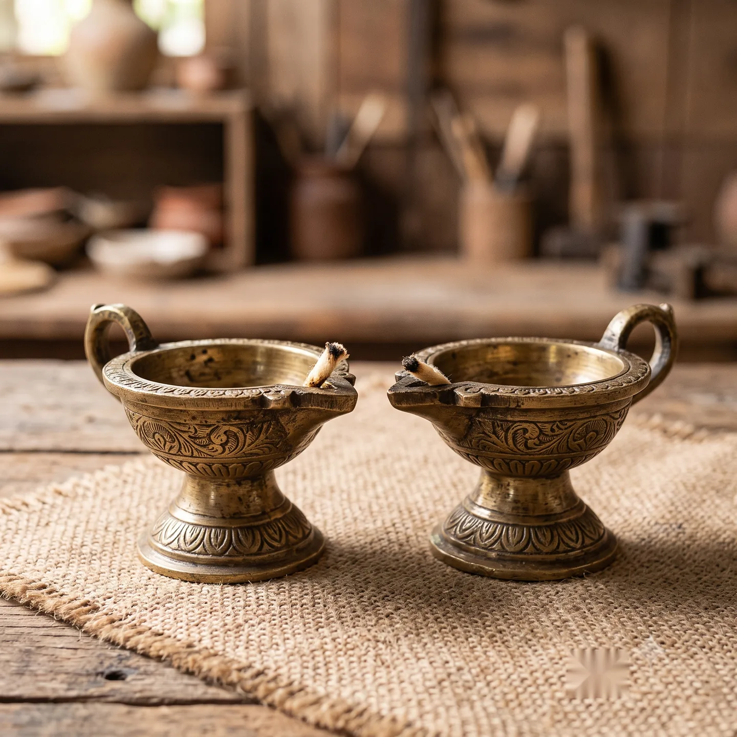 Brass Diya Pair