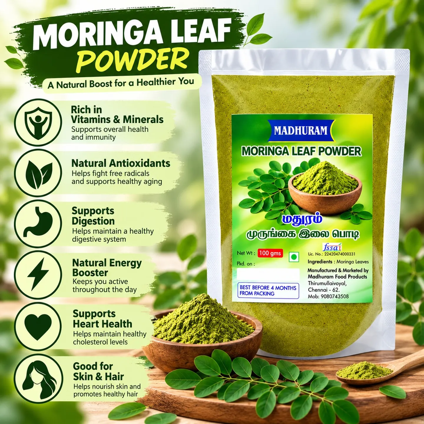 Murungai Keerai Podi (Moringa Leaf Powder)
