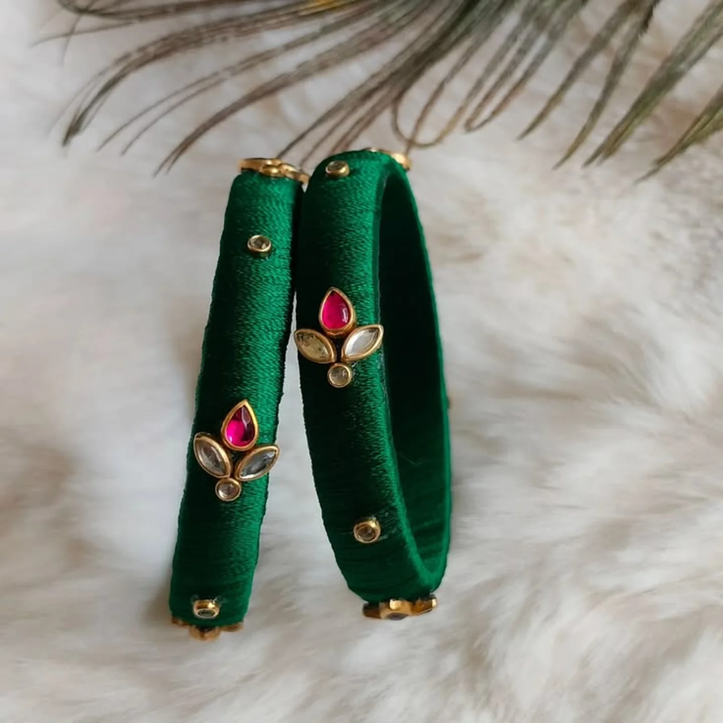 Green Silk Thread Kemp Bangles