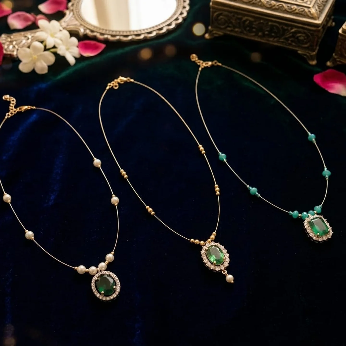 Invisible Chain with Stone Pendant