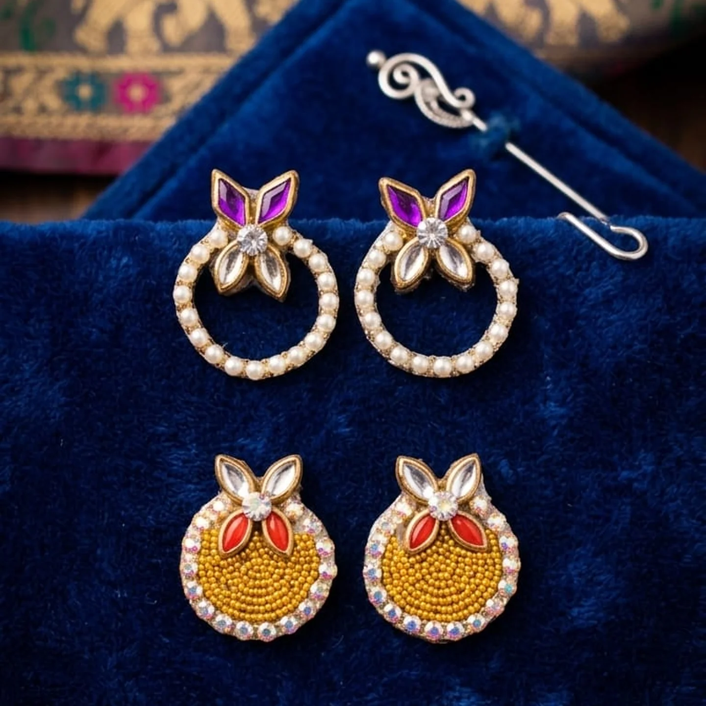 Kundan Butterfly Hoop Earrings
