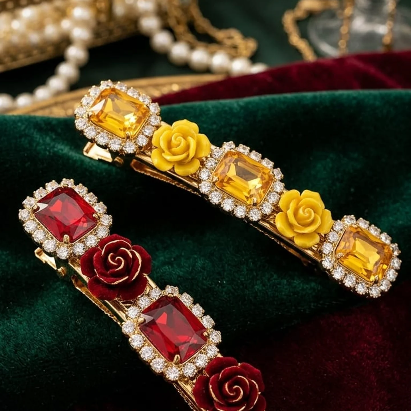Stone Floral Hair Clip