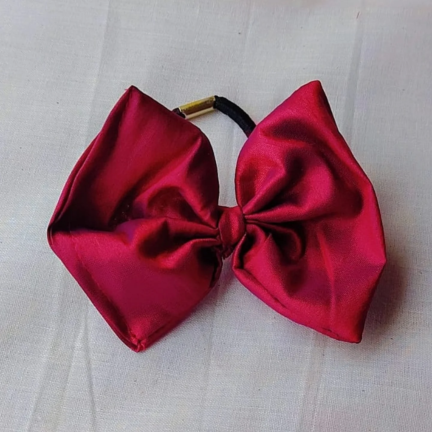 Maroon Satin Bow Hair Tie