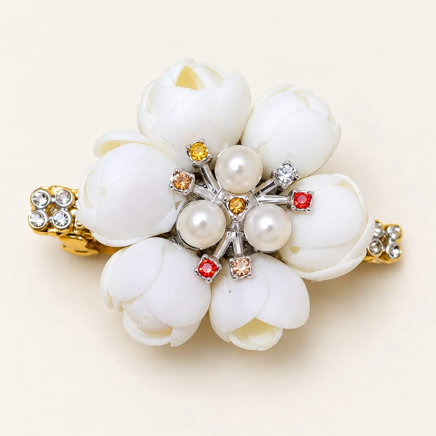 Pearl & Crystal Flower Hair Clip